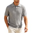 thumbnail image 5 of LIaqionyy Mens Knit Shirt Collared Short Sleeve Texture Summer Vacation Beach Stretchy Golf Tees Shirts Clothes, 5 of 6