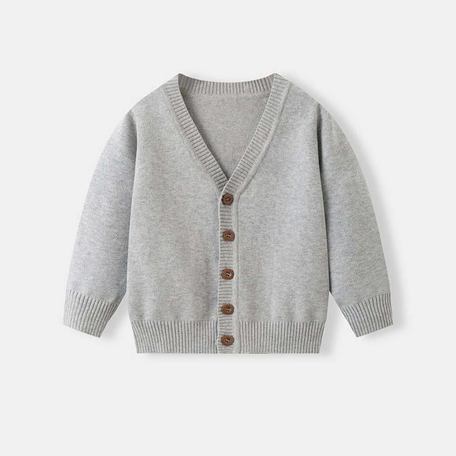 Cowsor Kids Cardigan Sweater Winter Warm V Neck Cotton Knit Sweaters Fall Fashion Long Sleeve Open Front Button Down Tops