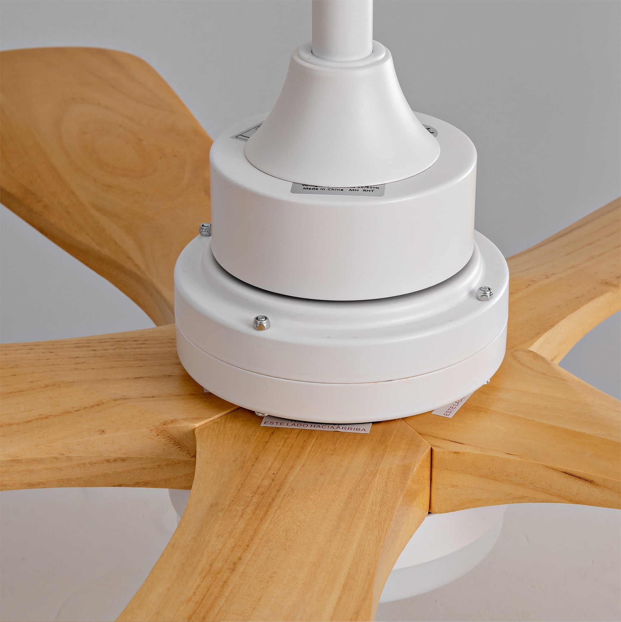 Modern 42 inch Oak Ceiling Fan with Light & Remote, Solid Wood