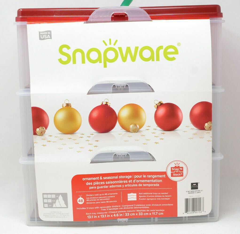Snapware Snap N Stack 12x12 2 Layer Ornament Keeper, Set of 4