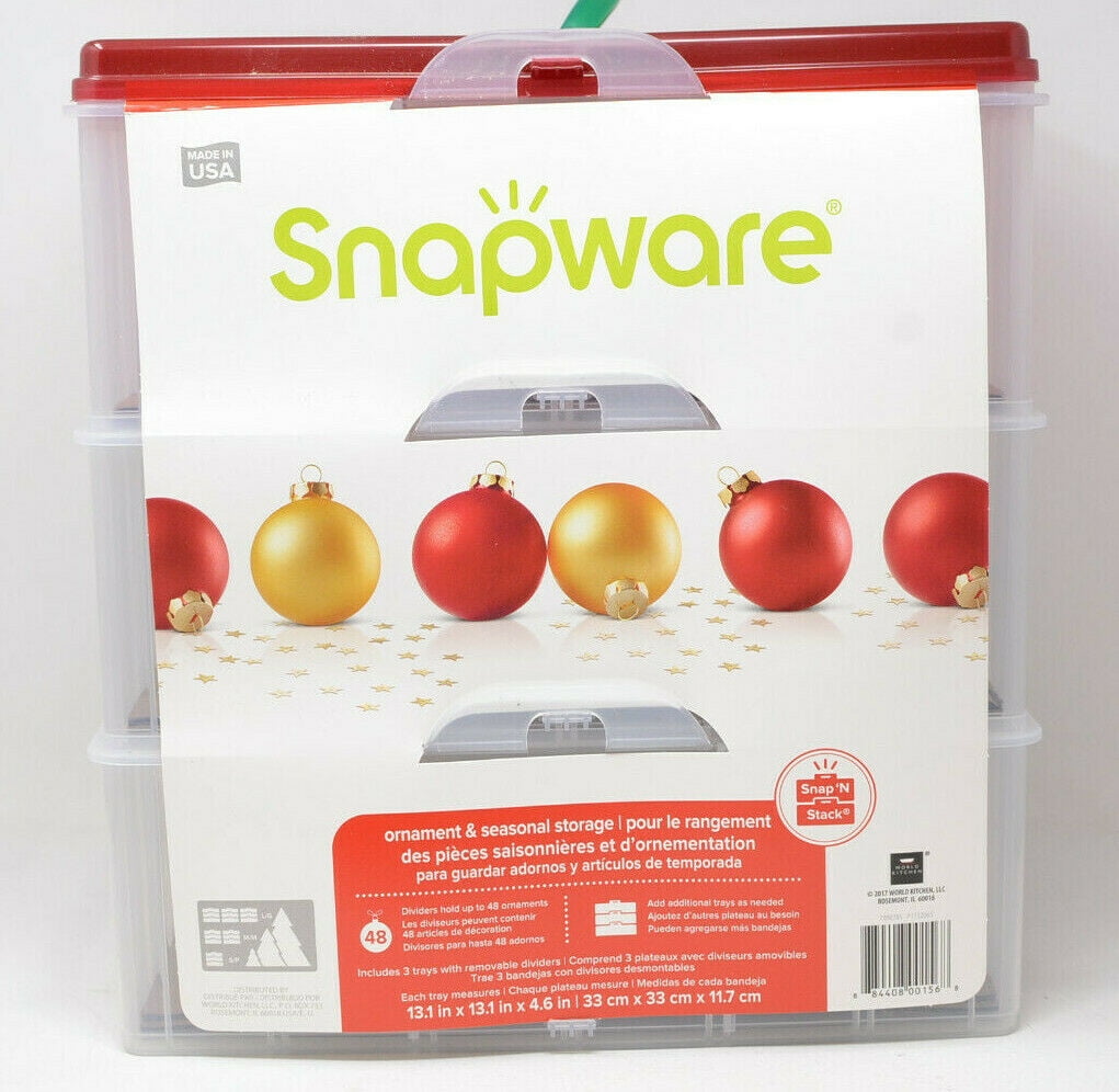 Snapware 13.1-in x 4.6-in-Compartment Clear Ornament Storage Box at