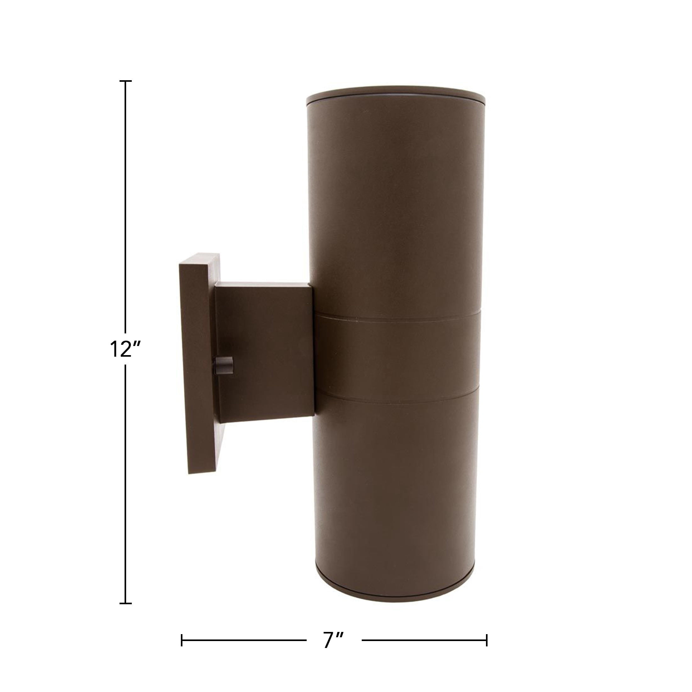 Maxxima LED Cylinder Outdoor Wall Wash, Up and Down Sconce Light, 24 Watt, 1680 Lumens, 3000K Warm White, Brown