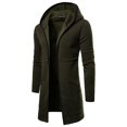 thumbnail image 2 of XMMSWDLA 2022 Clearance Men Tops Mens Hooded Solid Trench Coat Jacket Cardigan Long Sleeve Outwear Blouse, 2 of 4