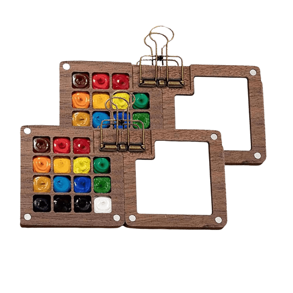 Watercolor Kit, Mini Watercolor Set, PortableTravel Water Color Kit, Includes Brushes and Sketchbook with 8/15 Color Paints（2pack）