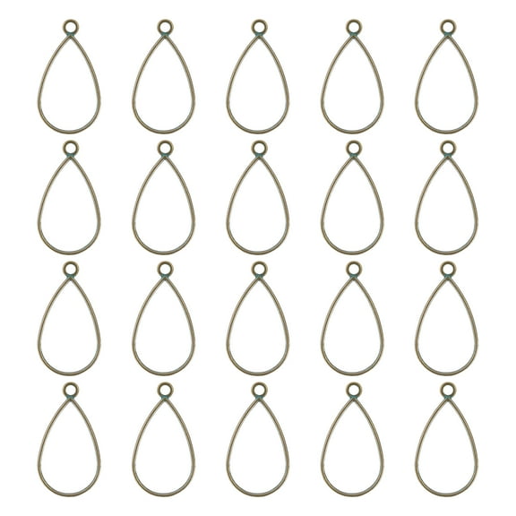 Uxcell Open Back Bezel Pendants, 30Pack Teardrop Hollow Frame Charm Geometric Blank Trays for Resin (Green)