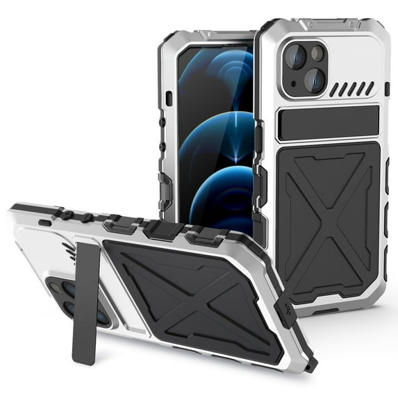 SaniMore for iPhone 14 6.1" 2022 Case, Heavy Duty Protective 3-layer with Wireless Charing Hidden Kickstand Military-grade Anti-drop Shockproof Rugged Cover for iPhone 14 6.1" 2022, Silver