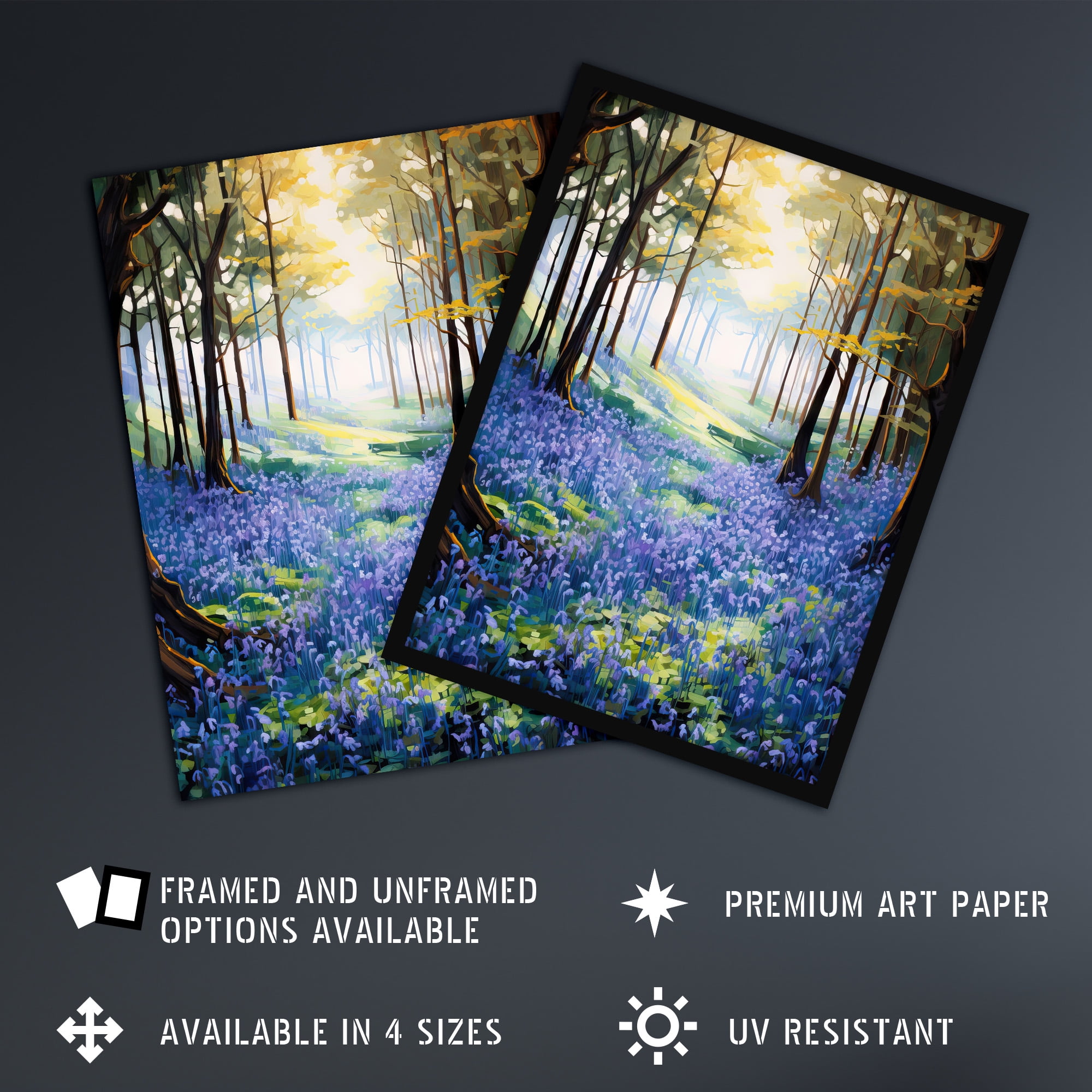 Bluebell Wood Spring Flower Woodland Scene Oil Painting Forest