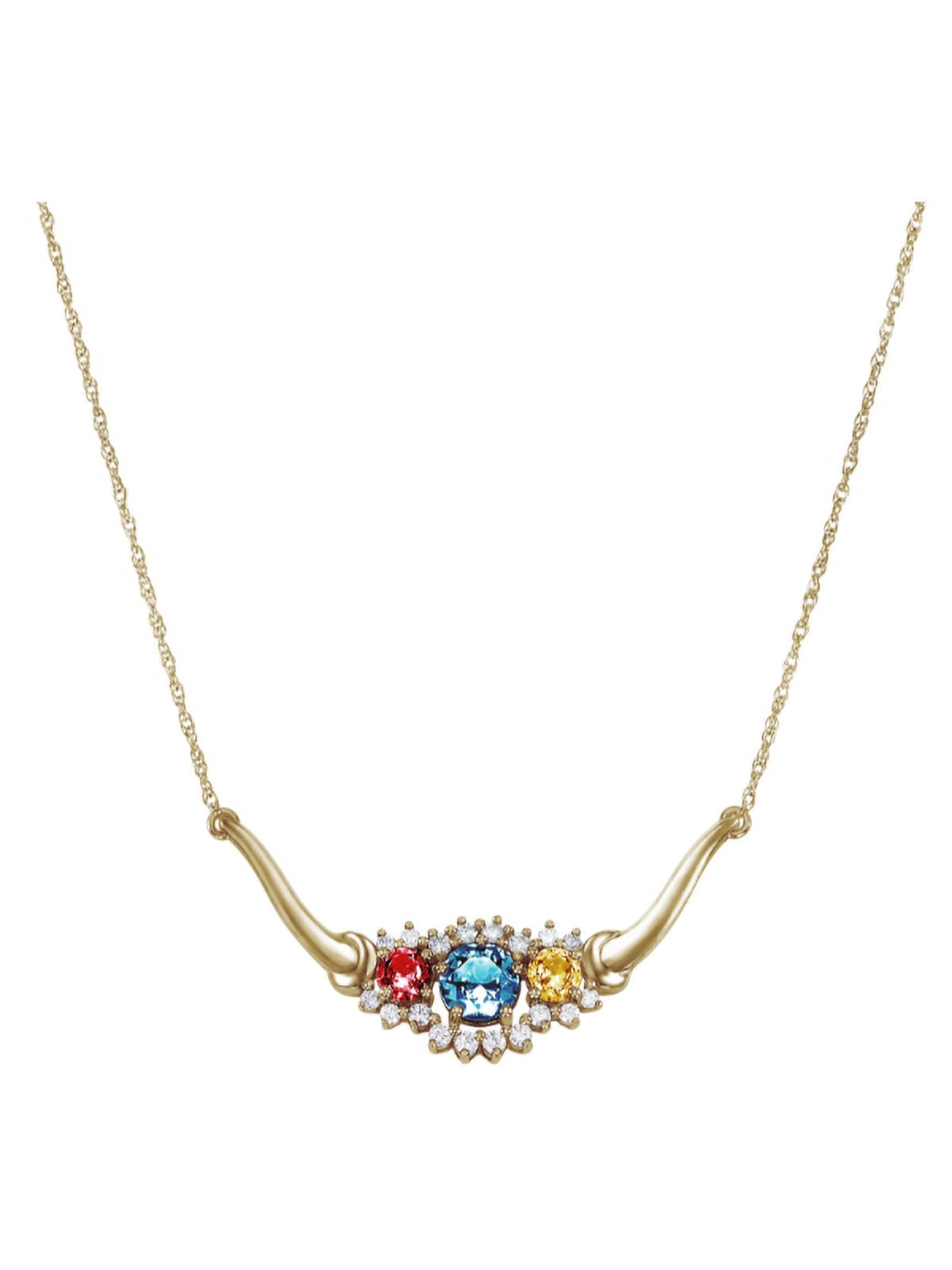 Keepsake Personalized Family Jewelry Sky 3 Genuine Birthstone Pendant Necklace in 10k Yellow Gold