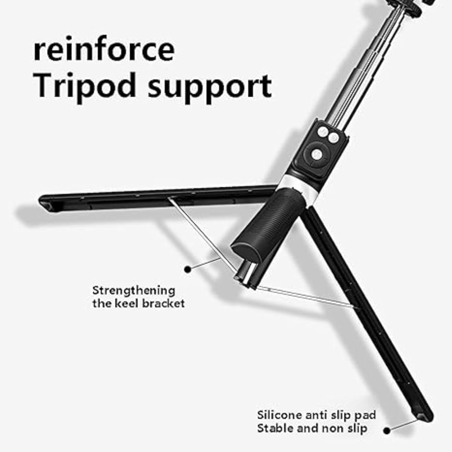 Bluetooth Selfie Stick Tripod 3 in 1 - Extendable Phone Stand with Wireless Remote & 360° Rotation, Portable Travel Tripod for iPhone, Android, Vlogging, Video Calls（black）