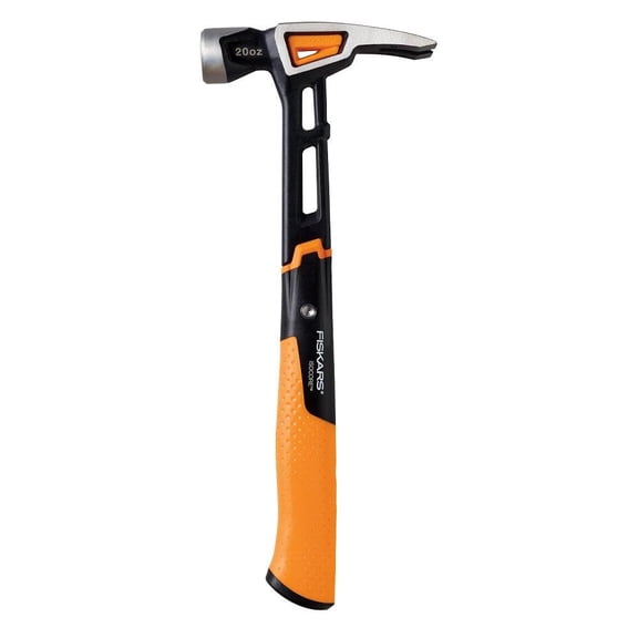 Fiskars 20 oz IsoCore General Use Hammer (13.5 inch), Black and Orange