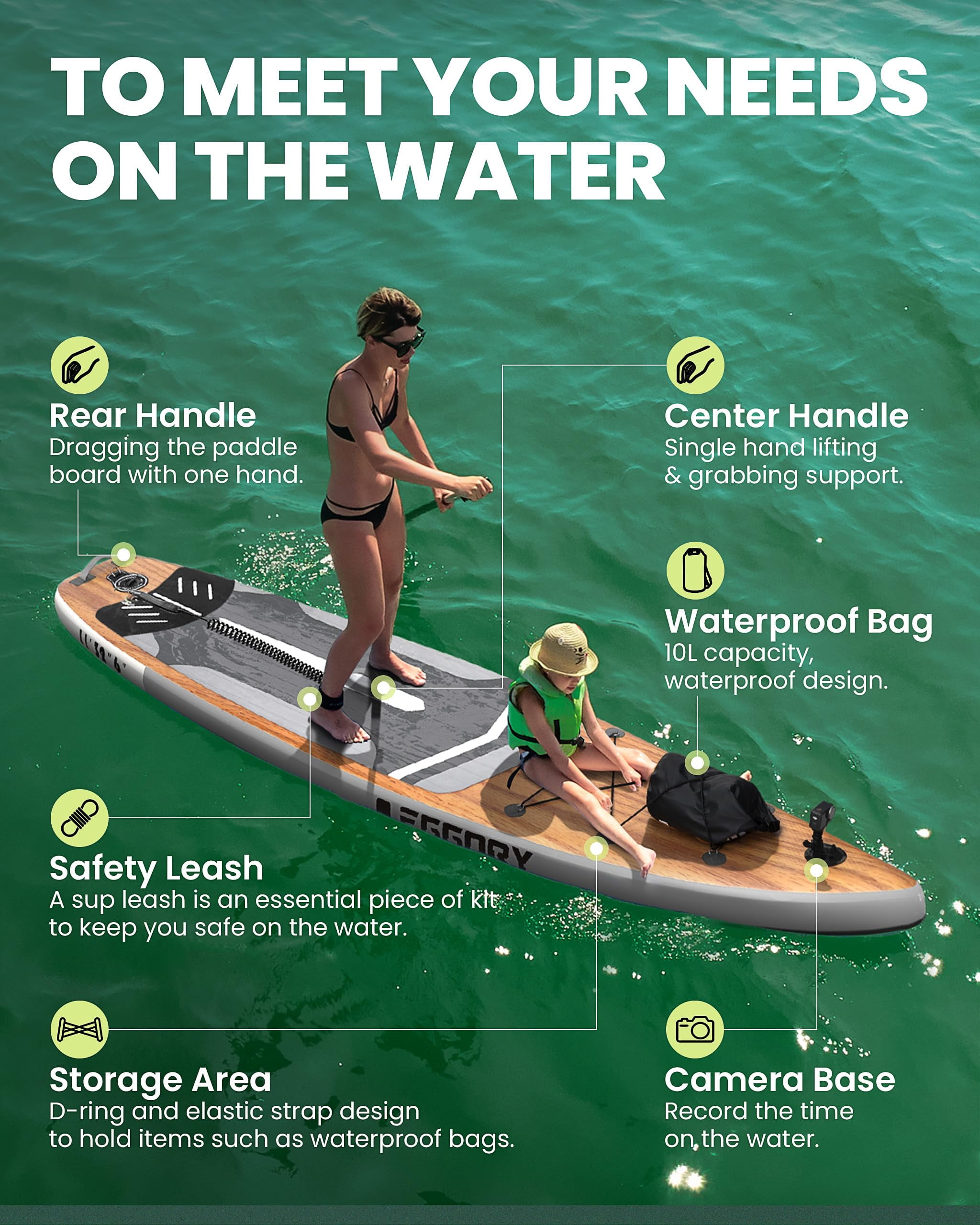 EGGORY Inflatable Stand Up Paddle Boards 11'x32"x6"with Premium SUP Paddle Board Accessories, Wide Stable Design, Anti-Slip Comfort Deck for Water sports for Youth & Adults