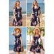 thumbnail image 4 of OUGES Vestido de fiesta corto floral de verano de manga corta con cuello en V y bolsillos para mujer, 4 of 4