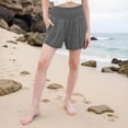 thumbnail image 2 of ZACPNCV Girls Casual Shorts Kids Summer Elastic Waist Cotton Linen Shorts Dark Gray 8-9 Years, 2 of 7