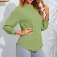 thumbnail image 2 of AherBiu Fall Going out Tops for Women Button down V Neck Shirts Long Sleeve Solid Color Basic Blouse Shirt, 2 of 4