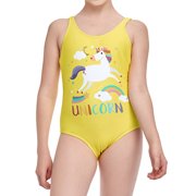 Girls One Piece Swimsuits Cross Straps Beach Bathing Suits Cartoon Horse Printing Beachwear