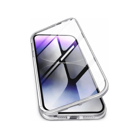 Clear Metal Frame Phone Case with Tempered Glass Screen Protector – Shockproof Heavy-Duty Protection