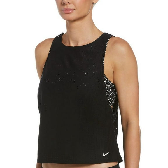 Nike BLACK Water Dots Convertible Layered Tankini Swim Top, US X-Small
