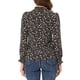 thumbnail image 3 of Blusa impresa de manga larga con cuello simulado y fruncido para mujer INSPIRE CHIC en negro y rosa, 3 of 6