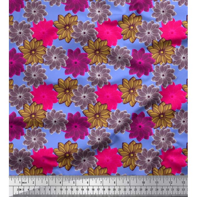 Soimoi polyester Crepe Fabric Flower Artistic Fabric Prints By Yard 52 Inch Wide