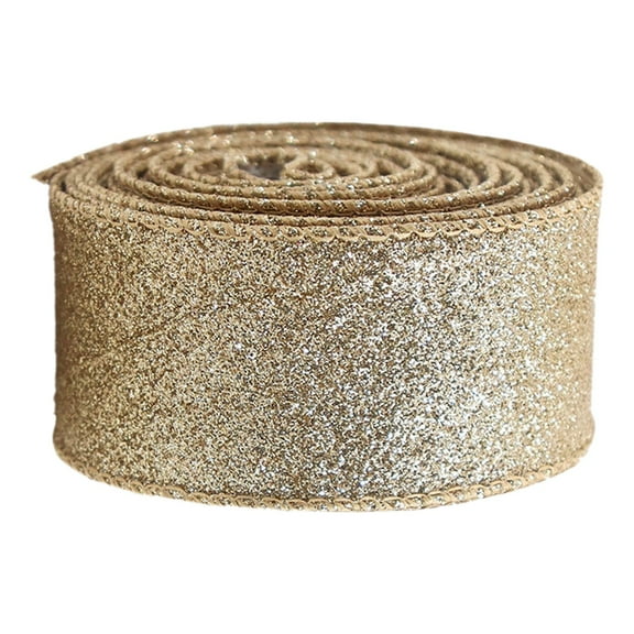 2.5 Inch x 10 Yards Christmas Metallic Glitter Wired Ribbon, DIY Craft ribbon for Gift Wrapping, Christmas Tree Garland and Holiday Decorations