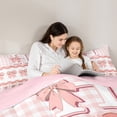 thumbnail image 3 of Erosebridal Pink Alphabet Bedding Queen Size,Geometric Buffalo Bedding Sets Queen Size,Letter Personalized Comforter Sets with Sheets,Microfiber Kawaii Room Decorative,Reversible,7 Pieces, 3 of 6