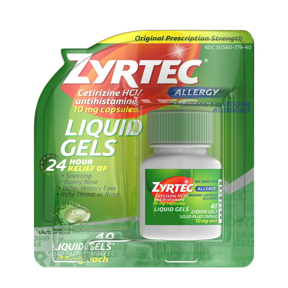 Zyrtec 24 Hour Allergy Relief Antihistamine Capsules, 40 ct Walmart