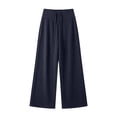 thumbnail image 5 of Women Wide Leg Sweatpants High Waist Drawstring Loose Fit Flowy Casual Fashion Lounge Pants with Pockets Navy XL, 5 of 6