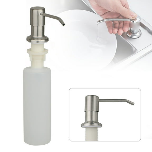 Sink Soap Dispenser, 304 Brushed Stainless Steel Large Capacity 300ml Bottle Built in Pump Dispenser