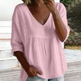 thumbnail image 2 of Womens Floral Babydoll Tops，Crewneck Short Sleeve Shirts 3/4 Puff Sleeve Pleated Blouse Womens Summer Tops Peplum Tops For Women Peasant Blouses Women'S Print T Shirt Boho Floral Tops 2XL, 2 of 8