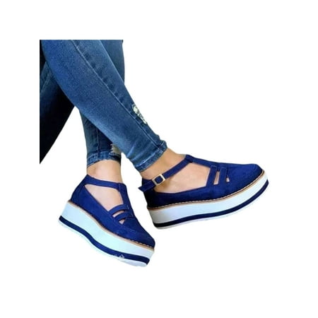 

Audeban Women s Ankle Strap Closed Toe Wedge Sandal