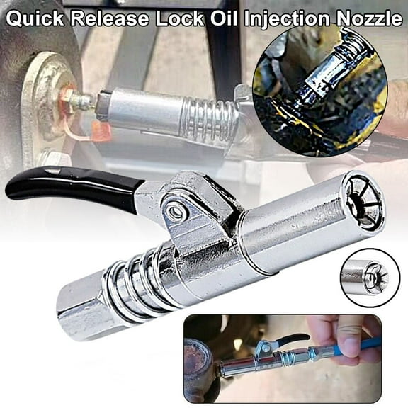 Professional Grease Gun Coupler Quick Release Lock Oil Inject Nozzle High 10000 PSI