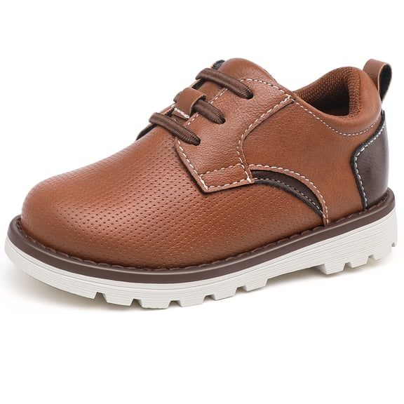 BIGWOW Boy's Casual Dress Shoes, Sneaker Comfort Lace-Up School Uniform Formal Shoes for Toddler/Little Kid