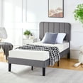 thumbnail image 3 of VECELO Twin Size Upholstered Beds, Modern Platform Bed Frame with Adjustable Headboard, Wooden Slats Support/No Box Spring Needed, Dark Gray, 3 of 11