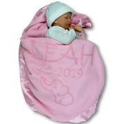 Personalized Elephant Baby Blanket for Girls - Pink