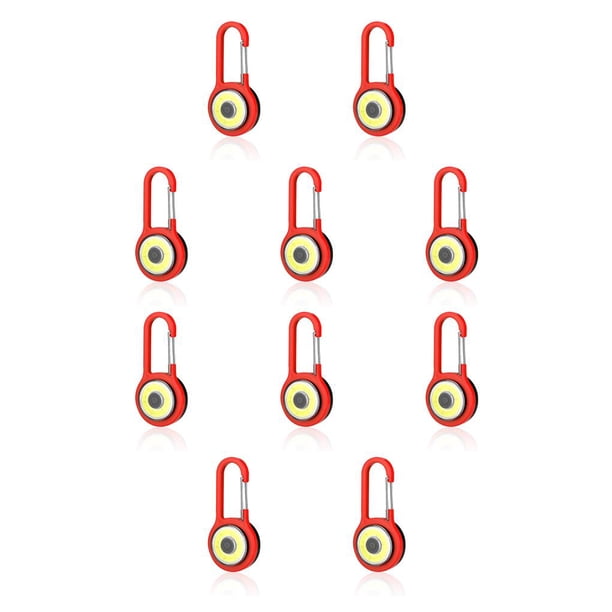 Yuarrent Linterna ABS Portátil Ajustable 3 Modos Llavero Luz Mosquetón Colgante Bolsillo Brillo Herramienta de iluminación Suministro de antorcha rojo 10piezas Yuarrent CBP193712