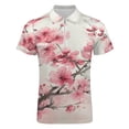 thumbnail image 4 of Cherry Blossom Pink (2) Men Zipper T-shirt Summer Casual Short Sleeve T-shirt Top, 4 of 7