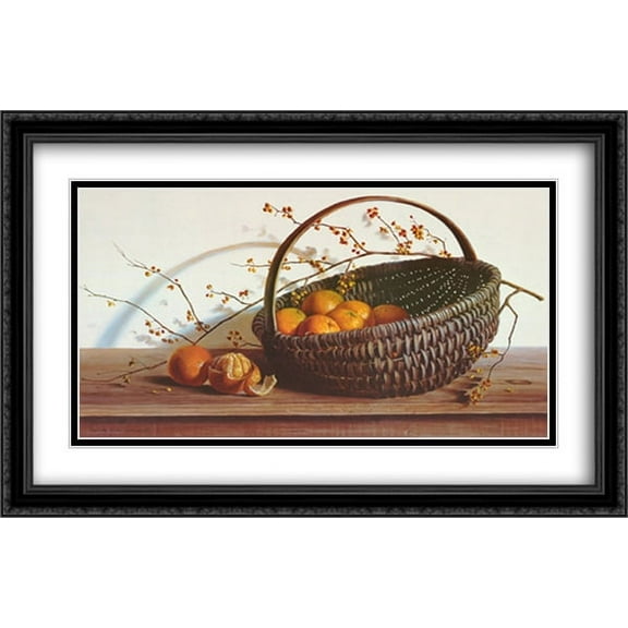 Oranges 2x Matted 27x20 Large Black Ornate Framed Art Print by Pauline Eble Campanelli
