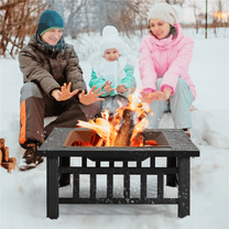 Yaheetech 32''Outdoor Metal Square Fire Pit With cover,Black