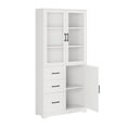 thumbnail image 5 of IVV 67" Tall Display Cabinet with Glass Doors and 3 Drawers, Modern Floor Standing Cabinet Storage Pantry Cupboard for Bathroom Kitchen Dining Room Living Room Home Office, White, 5 of 7
