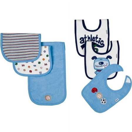Gerber - 6 Pieec Bib & Burp Set, Boy