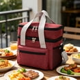 thumbnail image 4 of Double-Layer Insulated Lunch Bag, Portable Thermal Lunch Tote with Shoulder Strap, Leakproof Cooler Bag for Work, Picnic and Travel, 4 of 7