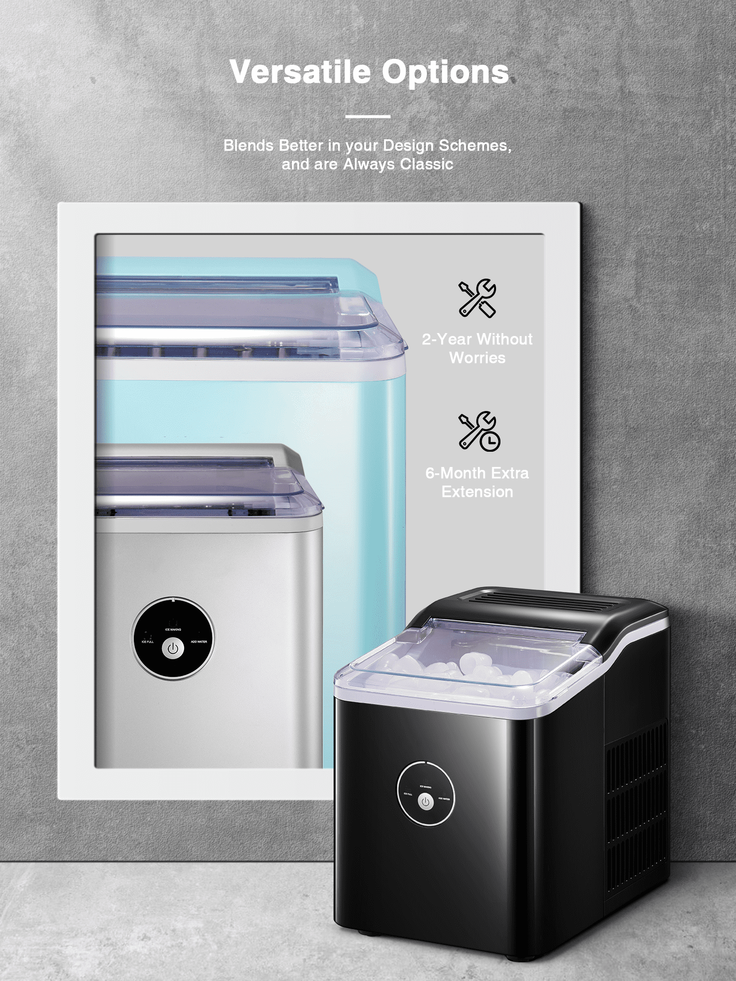 NORTHCLAN Ice Maker Countertop, 9 Bullet Ice in 5 Minutes, 30 lbs Ice in 24 Hrs, Black