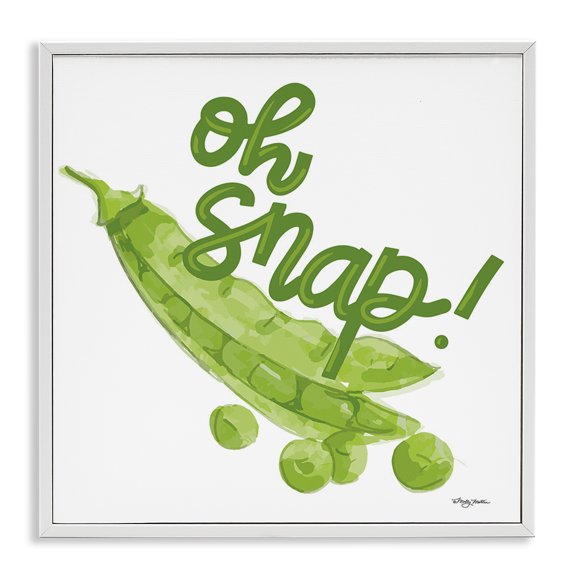 Stupell Industries Contemporary Oh Snap with Peas White Framed Giclee Art, 17 x 17, by Molly Mattin