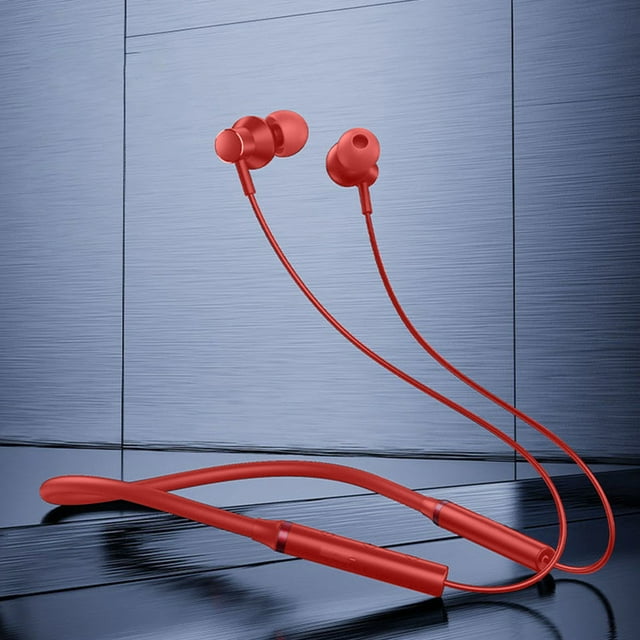 Xihbxyly Ofertas Del Día Auriculares Deportivos con Bluetooth de Alta Calidad para Juegos Intrauditivos, para Colgar En El Cuello, Color Rojo