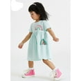 thumbnail image 4 of Bellafa Toddler Little Girl's Cotton Short Sleeve Sequin Rainbow Appliques Jersey Dresses 3T, 4 of 6