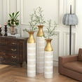 thumbnail image 7 of Yesfashion Metal Vases Set Of 3, 24in/28.7in/33.5in Tall Metal Floor Vase, Modern Large Glazed Floor Standing Vase For Living Room Office Home Decoration, 7 of 7