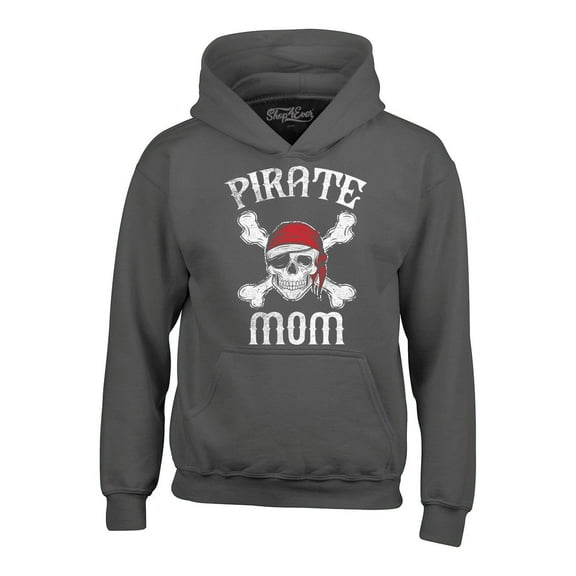 Shop4Ever Men's Pirate Mom Hooded Sweatshirt Hoodie X-Large Charcoal