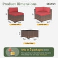 thumbnail image 4 of Aoxun 10 Piece Patio Furniture Set Wicker Rattan Patio Conversation Set Outdoor Sectional Sofa Set with Coffee Table and 4” Thickened Cushions, Red (Waterproof Cover Included), 4 of 8