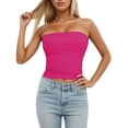 thumbnail image 2 of Tube Tops Women'S Tube Top Sleeveless Stretchy Camisole Removable Padding Strapless Shirt For Layering And Outerwear Hot Pink M, 2 of 6