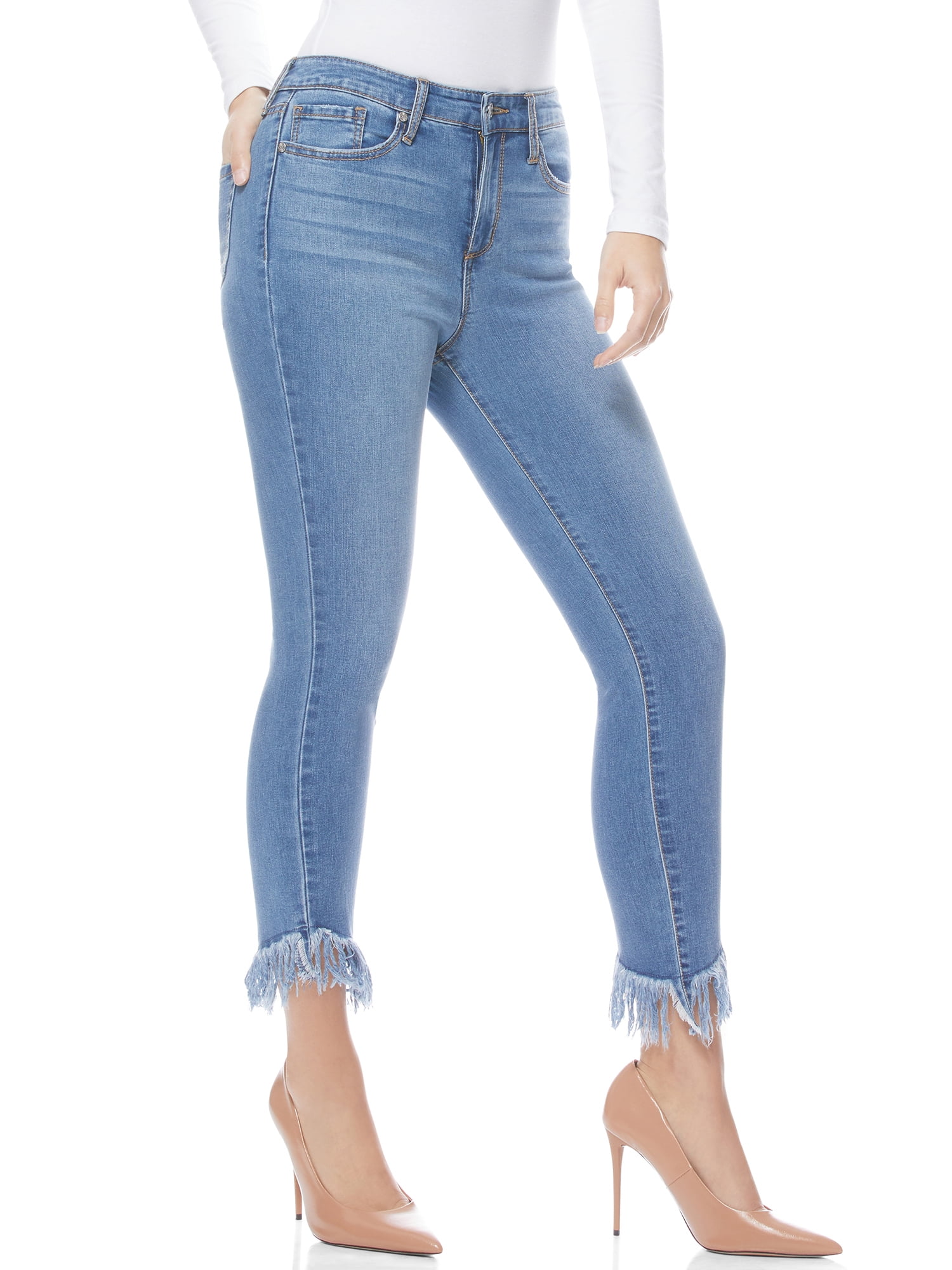 Sofia Jeans Women's Rosa Curvy Skinny High Rise Cha Cha Fringe Hem Jeans